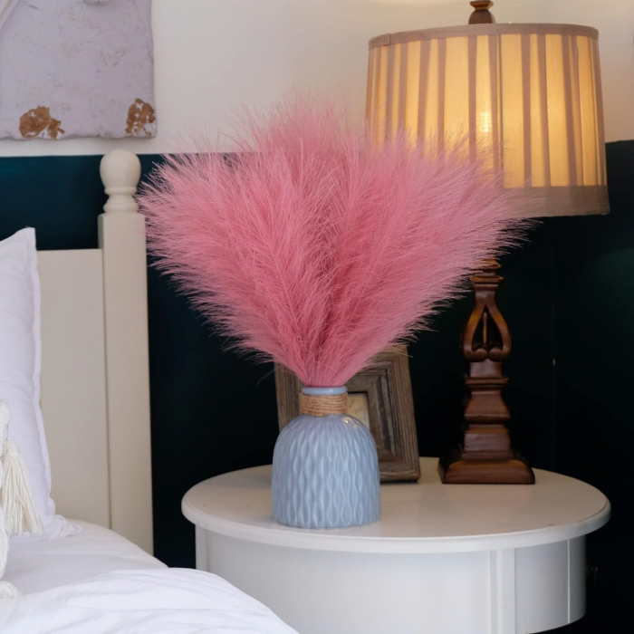 Set 6 Fire Iarba de Pampas Artificiala Din Matase Pentru Decoratiuni Casa, Birou sau Evenimente, Alb, Gri, Bej, Roz, Luxer, plante/flori decorative ornamentale, ornament interior, frunze decor pentru botez/nunta dedeman jysk leroy luxer [5]