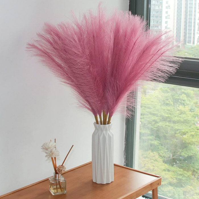 Set 6 Fire Iarba de Pampas Artificiala Din Matase Pentru Decoratiuni Casa, Birou sau Evenimente, Alb, Gri, Bej, Roz, Luxer, plante/flori decorative ornamentale, ornament interior, frunze decor pentru botez/nunta dedeman jysk leroy luxer [8]