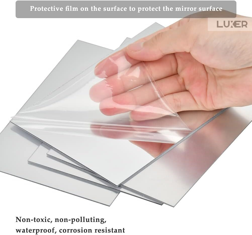 Set Oglinzi Acrilice Autoadezive Luxer, Model Dreptunghi, Dimensiuni 15x10 cm, Silver,  oglinda acrilica perete mare decortiva dedeman dormitor rama ikea baie dedeman jysk ieftin pret emag mobexpert moderne ieftine leroy merlin autocolant dreptunghi luxer [8]