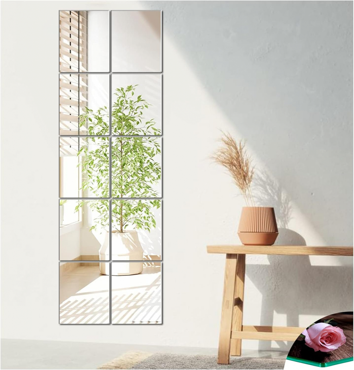 Set Oglinzi Acrilice Autoadezive Luxer, Model Dreptunghi, Dimensiuni 15x10 cm, Silver,  oglinda acrilica perete mare decortiva dedeman dormitor rama ikea baie dedeman jysk ieftin pret emag mobexpert moderne ieftine leroy merlin autocolant dreptunghi luxer [3]
