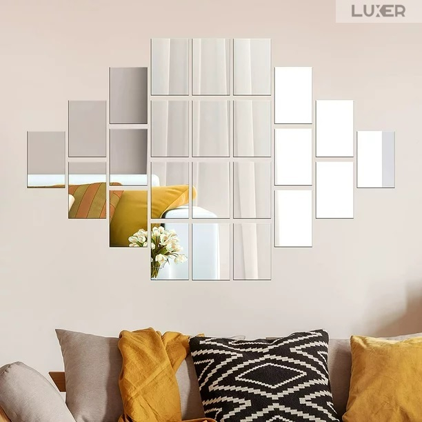 Set Oglinzi Acrilice Autoadezive Luxer, Model Dreptunghi, Dimensiuni 15x10 cm, Silver,  oglinda acrilica perete mare decortiva dedeman dormitor rama ikea baie dedeman jysk ieftin pret emag mobexpert moderne ieftine leroy merlin autocolant dreptunghi luxer [2]