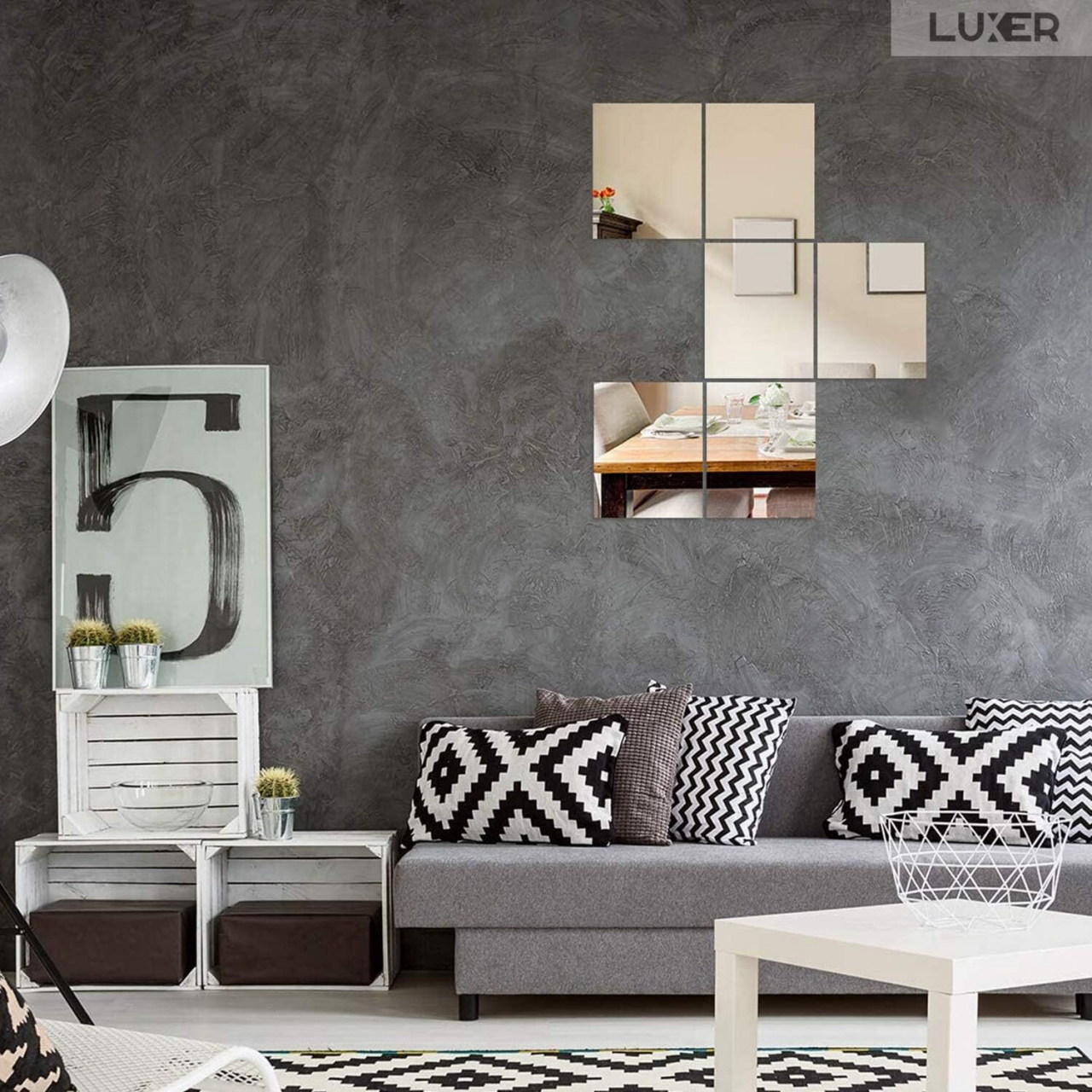 Set Oglinzi Acrilice Autoadezive Luxer, Model Dreptunghi, Dimensiuni 15x10 cm, Silver,  oglinda acrilica perete mare decortiva dedeman dormitor rama ikea baie dedeman jysk ieftin pret emag mobexpert moderne ieftine leroy merlin autocolant dreptunghi luxer [2]