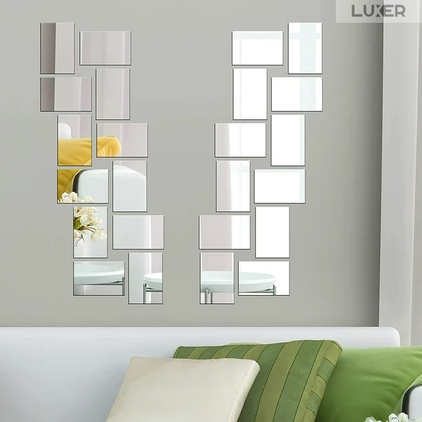 Set Oglinzi Acrilice Autoadezive Luxer, Model Dreptunghi, Dimensiuni 15x10 cm, Silver,  oglinda acrilica perete mare decortiva dedeman dormitor rama ikea baie dedeman jysk ieftin pret emag mobexpert moderne ieftine leroy merlin autocolant dreptunghi luxer [3]