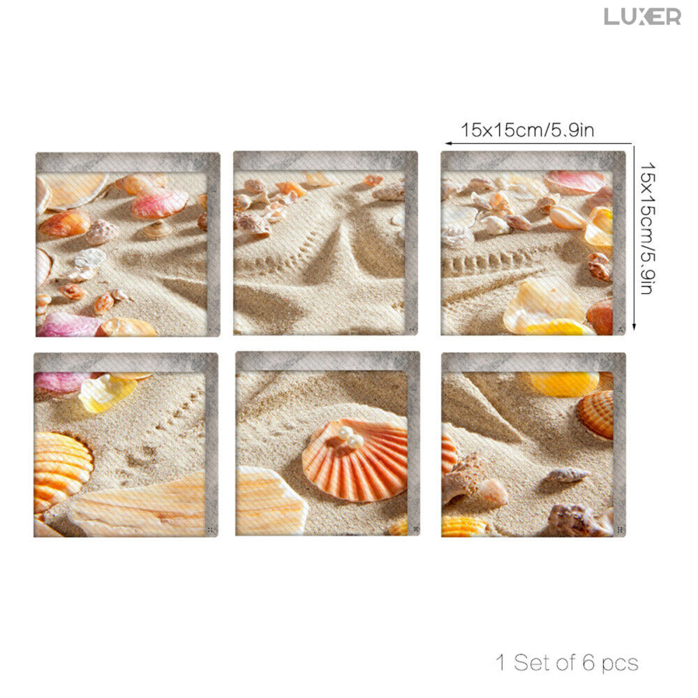 Set 6 Stickere Antiderapante Pentru Cada sau Cabina de Dus Luxer, Dimensiune/bucata 15x15 cm, Sticker Antiderapant Model Nisip si Scoici, pentru Protectie Antialunecare Copii si Adulti Luxer [8]