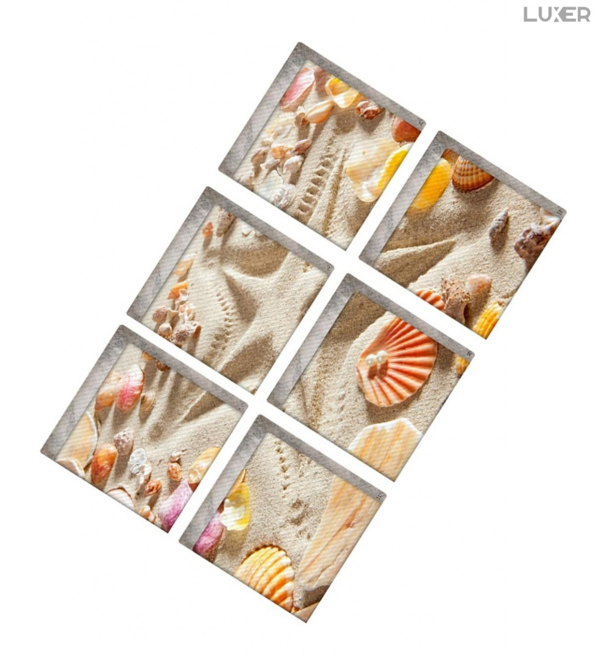 Set 6 Stickere Antiderapante Pentru Cada sau Cabina de Dus Luxer, Dimensiune/bucata 15x15 cm, Sticker Antiderapant Model Nisip si Scoici, pentru Protectie Antialunecare Copii si Adulti Luxer [7]