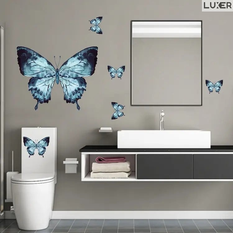 Set 6 Stickere Decorative Autoadezive Model: Morpho Butterflies (Fluturi Morpho), Multisuprafete, Dimensiuni 29 x 29 cm, Jysk, Leroy, Dedeman, Jumbo, Emag, Luxer [4]