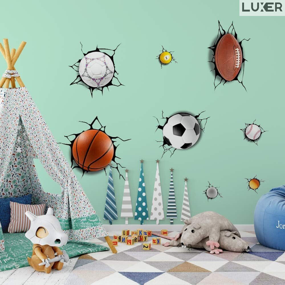 Set 8 Stickere Decorative Mingi Multiple Sporturi: Fotbal, Rugby, Biliard, Baschet, Baseball, Ping Pong, Golf, Cu Efect 3D, Multisuprafete, Autoadezive, Luxer, Sticker Pentru Micii Campioni Sportivi Emag Jysk Leroy Dedeman Luxer [5]
