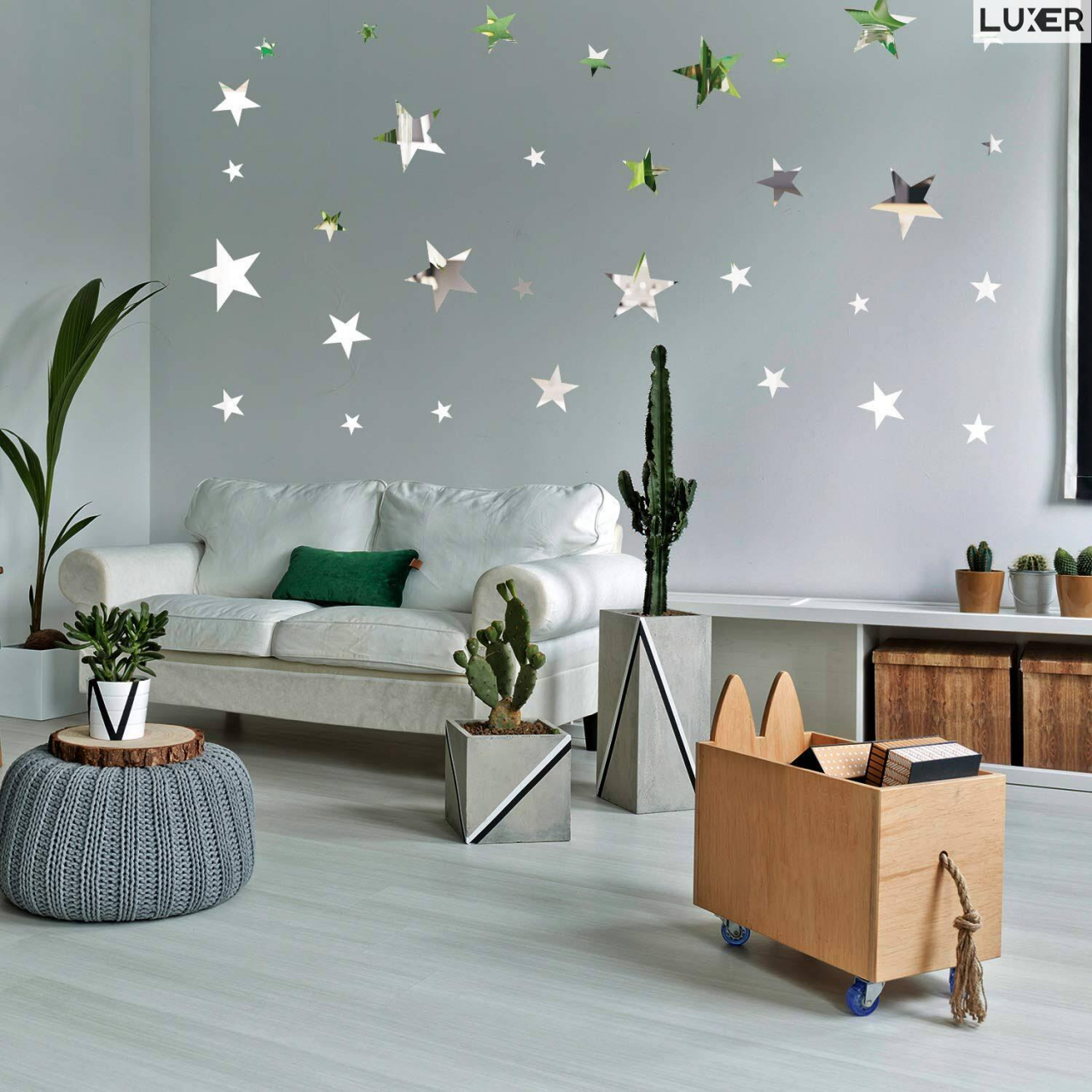 Set 86 Oglinzi Acrilice Autoadezive, Model Stele, Oglinda Decorativa Perete/Mobila pentru Hol Living Baie, Multiple Dimensiuni, Luxer [2]