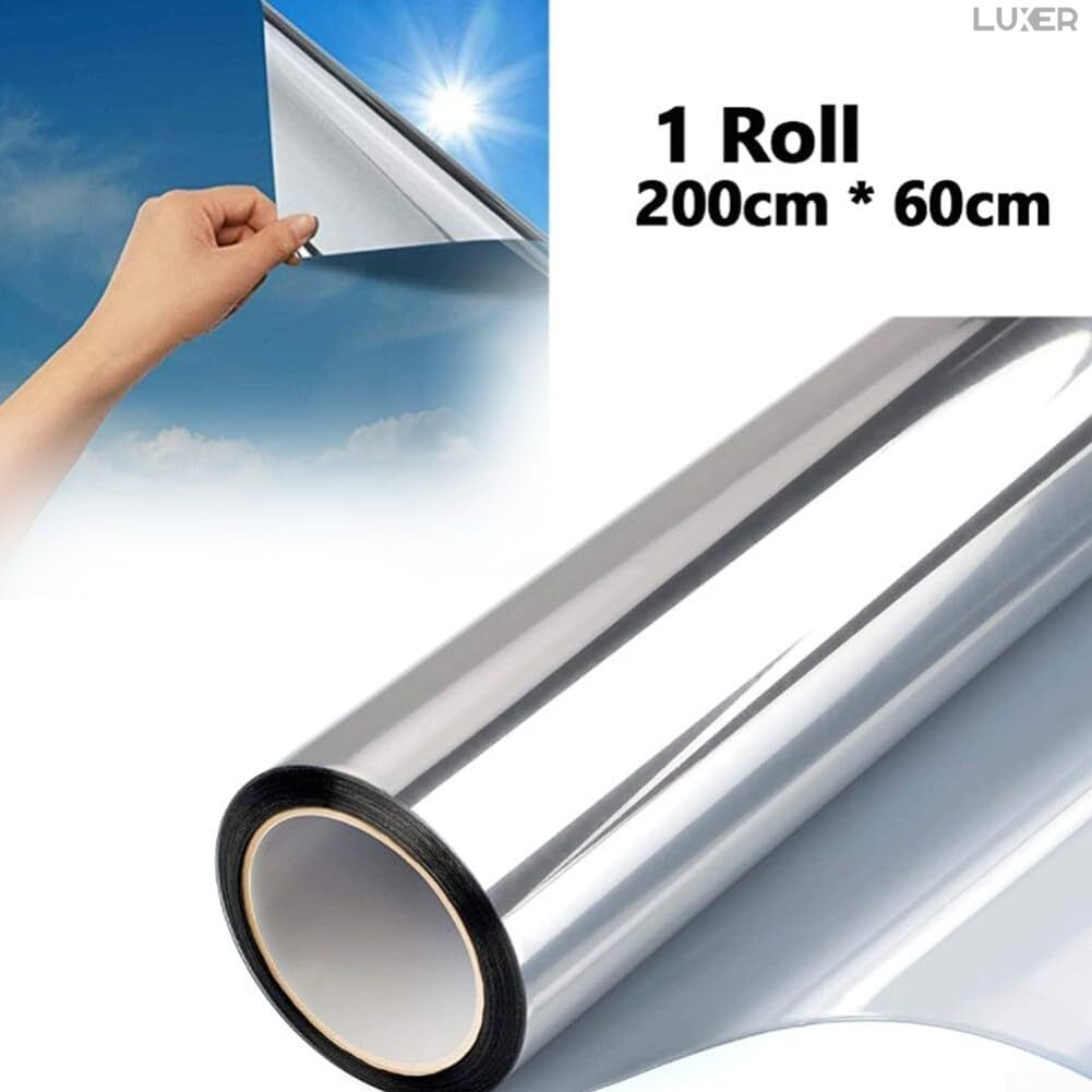 Set Folii Autoadezive pentru Geamuri Termopan, Tip Oglinda, Protectie Solara UV, Efect Privacy, One Way Mirror Window Film, Autocolanta, Pentru Casa/Cladiri, Dimensiuni 200 x 60 cm, Silver/Argintiu, Silver, Folie Geam sa nu se vada din exterior, sa nu se vada in casa, autocolant geam termopan leroy merlin dedeman, protectie solara ferestre luxer [15]