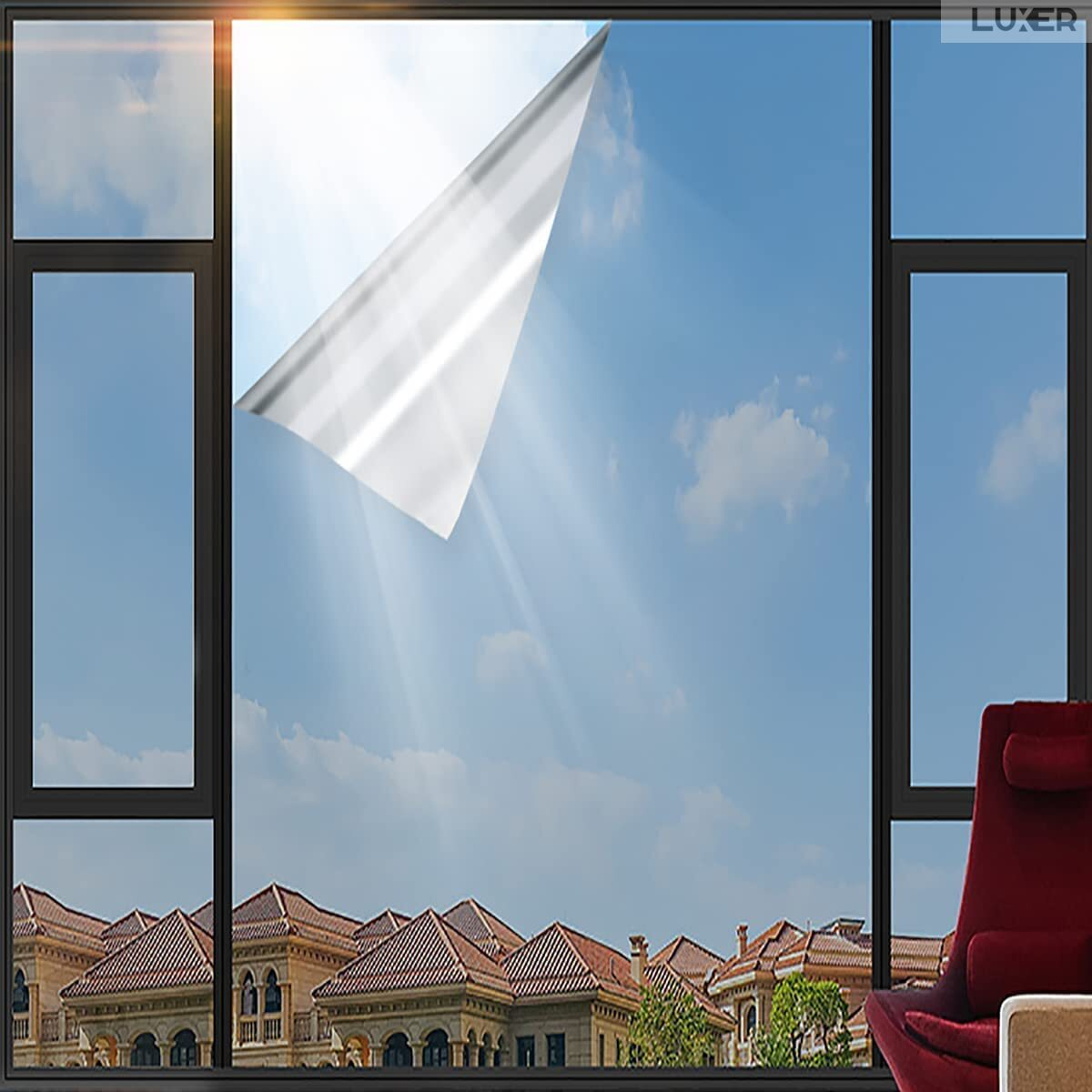 Set Folii Autoadezive pentru Geamuri Termopan, Tip Oglinda, Protectie Solara UV, Efect Privacy, One Way Mirror Window Film, Autocolanta, Pentru Casa/Cladiri, Dimensiuni 200 x 60 cm, Silver/Argintiu, Silver, Folie Geam sa nu se vada din exterior, sa nu se vada in casa, autocolant geam termopan leroy merlin dedeman, protectie solara ferestre luxer [6]