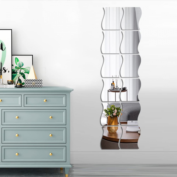 Set oglinzi acrilice valuri Luxer oglinzi decorative de perete oglinda hol oglinzi dedeman pentru camera din acril decorativa ikea decor mobexpert jysk emag dormitor living autoadezive oglinda aurie moderne rezistente auriu [5]