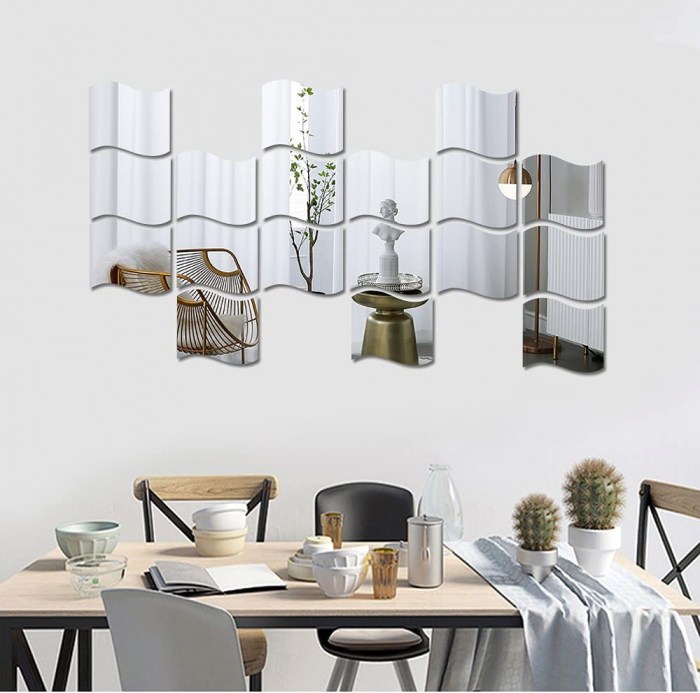 Set oglinzi acrilice valuri Luxer oglinzi decorative de perete oglinda hol oglinzi dedeman pentru camera din acril decorativa ikea decor mobexpert jysk emag dormitor living autoadezive oglinda aurie moderne rezistente auriu [13]