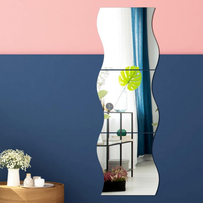 Set oglinzi acrilice valuri Luxer oglinzi decorative de perete oglinda hol oglinzi dedeman pentru camera din acril decorativa ikea decor mobexpert jysk emag dormitor living autoadezive oglinda aurie moderne rezistente auriu [2]