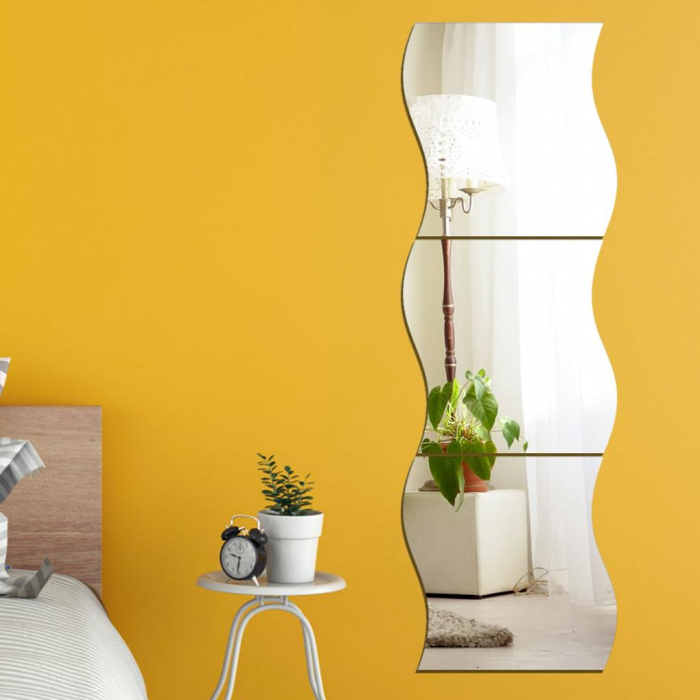 Set oglinzi acrilice valuri Luxer oglinzi decorative de perete oglinda hol oglinzi dedeman pentru camera din acril decorativa ikea decor mobexpert jysk emag dormitor living autoadezive oglinda aurie moderne rezistente auriu [1]