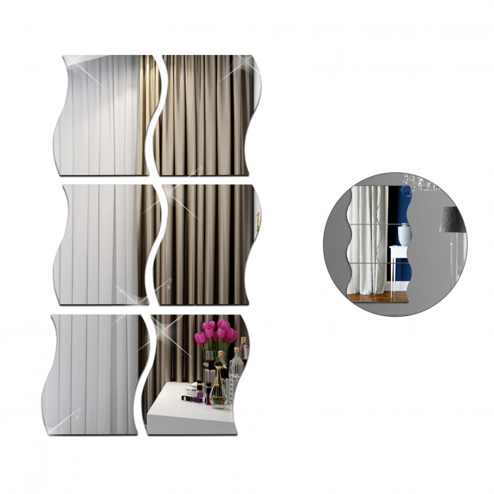 Set oglinzi acrilice valuri Luxer oglinzi decorative de perete oglinda hol oglinzi dedeman pentru camera din acril decorativa ikea decor mobexpert jysk emag dormitor living autoadezive oglinda aurie moderne rezistente auriu [2]