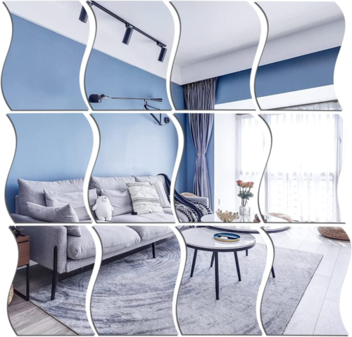 Set oglinzi acrilice valuri Luxer oglinzi decorative de perete oglinda hol oglinzi dedeman pentru camera din acril decorativa ikea decor mobexpert jysk emag dormitor living autoadezive oglinda aurie moderne rezistente auriu [6]