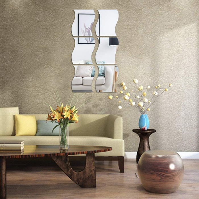 Set oglinzi acrilice valuri Luxer oglinzi decorative de perete oglinda hol oglinzi dedeman pentru camera din acril decorativa ikea decor mobexpert jysk emag dormitor living autoadezive oglinda aurie moderne rezistente auriu [4]