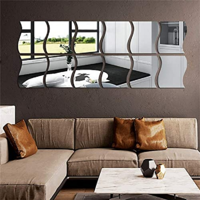 Set oglinzi acrilice valuri Luxer oglinzi decorative de perete oglinda hol oglinzi dedeman pentru camera din acril decorativa ikea decor mobexpert jysk emag dormitor living autoadezive oglinda aurie moderne rezistente auriu [3]