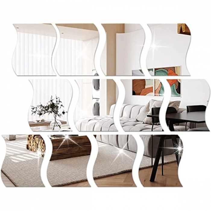 Set oglinzi acrilice valuri Luxer oglinzi decorative de perete oglinda hol oglinzi dedeman pentru camera din acril decorativa ikea decor mobexpert jysk emag dormitor living autoadezive oglinda aurie moderne rezistente auriu [8]