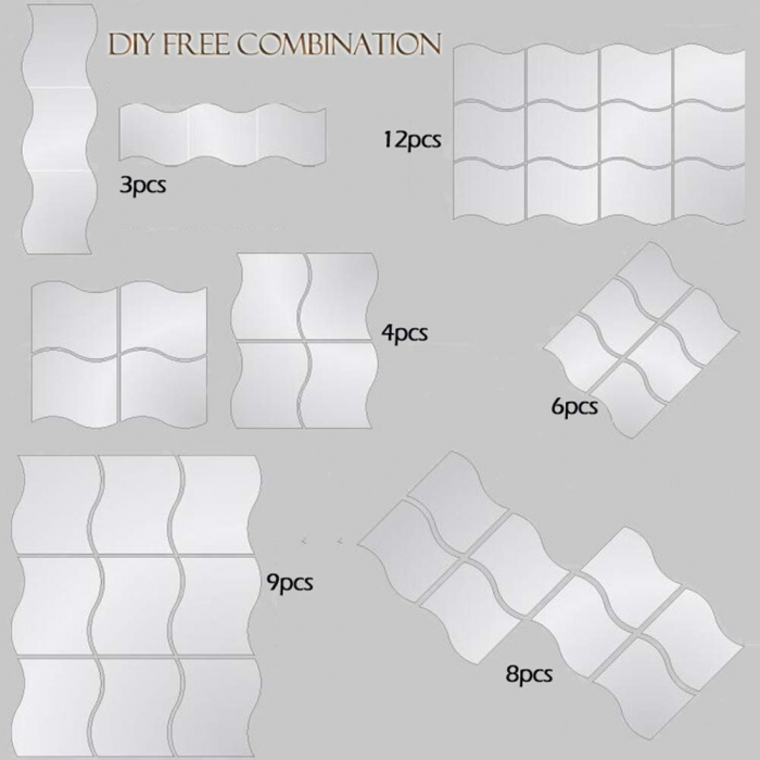 Set oglinzi acrilice valuri Luxer oglinzi decorative de perete oglinda hol oglinzi dedeman pentru camera din acril decorativa ikea decor mobexpert jysk emag dormitor living autoadezive oglinda aurie moderne rezistente auriu [12]