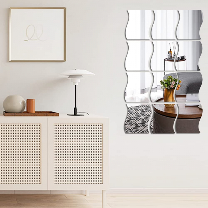 Set oglinzi acrilice valuri Luxer oglinzi decorative de perete oglinda hol oglinzi dedeman pentru camera din acril decorativa ikea decor mobexpert jysk emag dormitor living autoadezive oglinda aurie moderne rezistente auriu [2]