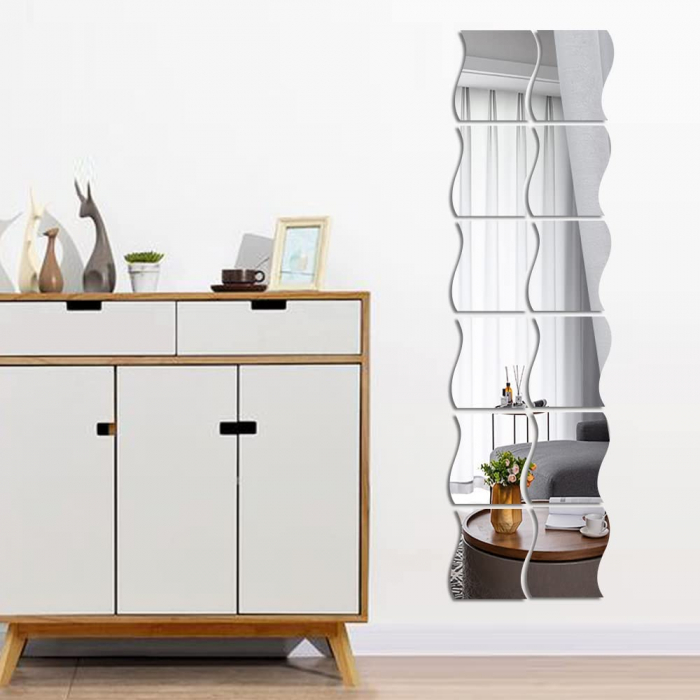 Set oglinzi acrilice valuri Luxer oglinzi decorative de perete oglinda hol oglinzi dedeman pentru camera din acril decorativa ikea decor mobexpert jysk emag dormitor living autoadezive oglinda aurie moderne rezistente auriu [3]