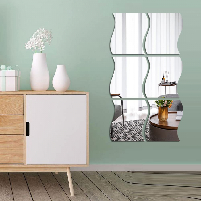 Set oglinzi acrilice valuri Luxer oglinzi decorative de perete oglinda hol oglinzi dedeman pentru camera din acril decorativa ikea decor mobexpert jysk emag dormitor living autoadezive oglinda aurie moderne rezistente auriu [5]