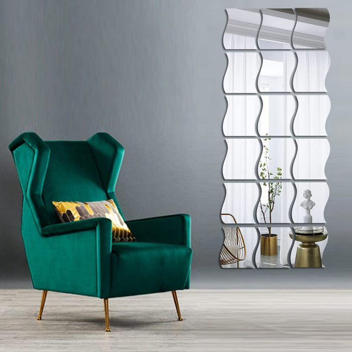 Set oglinzi acrilice valuri Luxer oglinzi decorative de perete oglinda hol oglinzi dedeman pentru camera din acril decorativa ikea decor mobexpert jysk emag dormitor living autoadezive oglinda aurie moderne rezistente auriu [1]