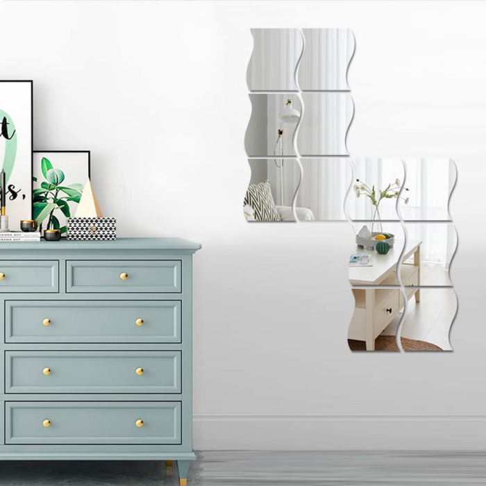 Set oglinzi acrilice valuri Luxer oglinzi decorative de perete oglinda hol oglinzi dedeman pentru camera din acril decorativa ikea decor mobexpert jysk emag dormitor living autoadezive oglinda aurie moderne rezistente auriu [4]
