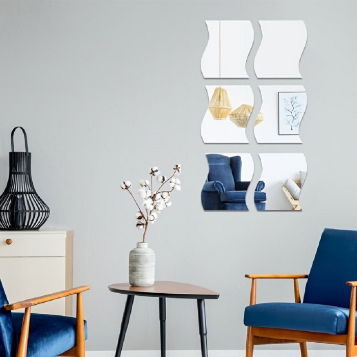 Set oglinzi acrilice valuri Luxer oglinzi decorative de perete oglinda hol oglinzi dedeman pentru camera din acril decorativa ikea decor mobexpert jysk emag dormitor living autoadezive oglinda aurie moderne rezistente auriu [1]