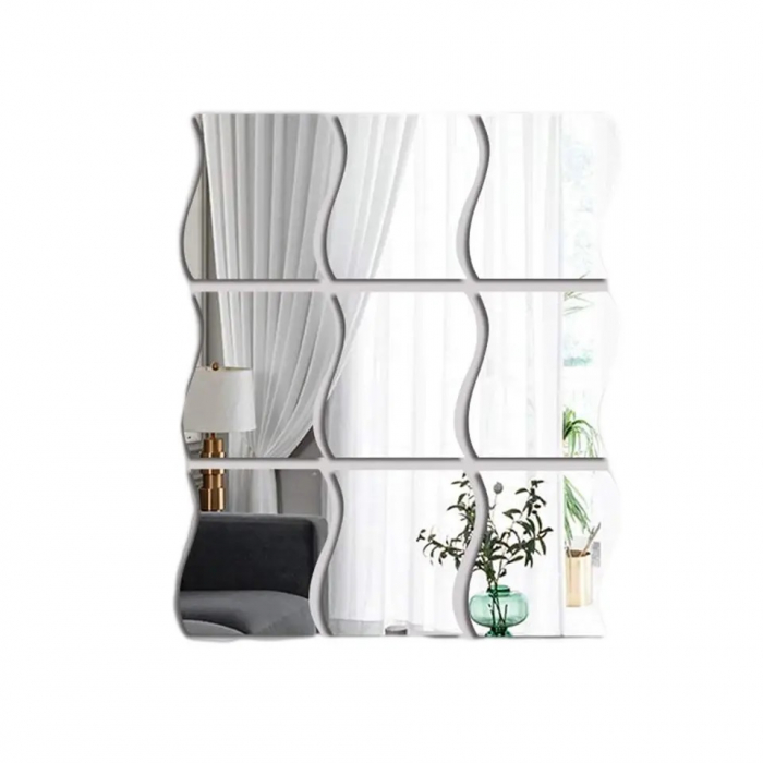 Set oglinzi acrilice valuri Luxer oglinzi decorative de perete oglinda hol oglinzi dedeman pentru camera din acril decorativa ikea decor mobexpert jysk emag dormitor living autoadezive oglinda aurie moderne rezistente auriu [3]