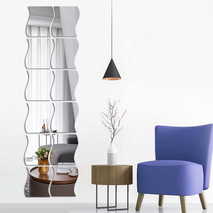 Set oglinzi acrilice valuri Luxer oglinzi decorative de perete oglinda hol oglinzi dedeman pentru camera din acril decorativa ikea decor mobexpert jysk emag dormitor living autoadezive oglinda aurie moderne rezistente auriu [7]