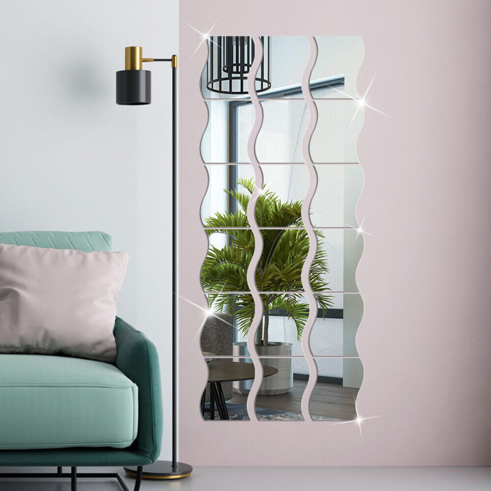 Set oglinzi acrilice valuri Luxer oglinzi decorative de perete oglinda hol oglinzi dedeman pentru camera din acril decorativa ikea decor mobexpert jysk emag dormitor living autoadezive oglinda aurie moderne rezistente auriu [4]