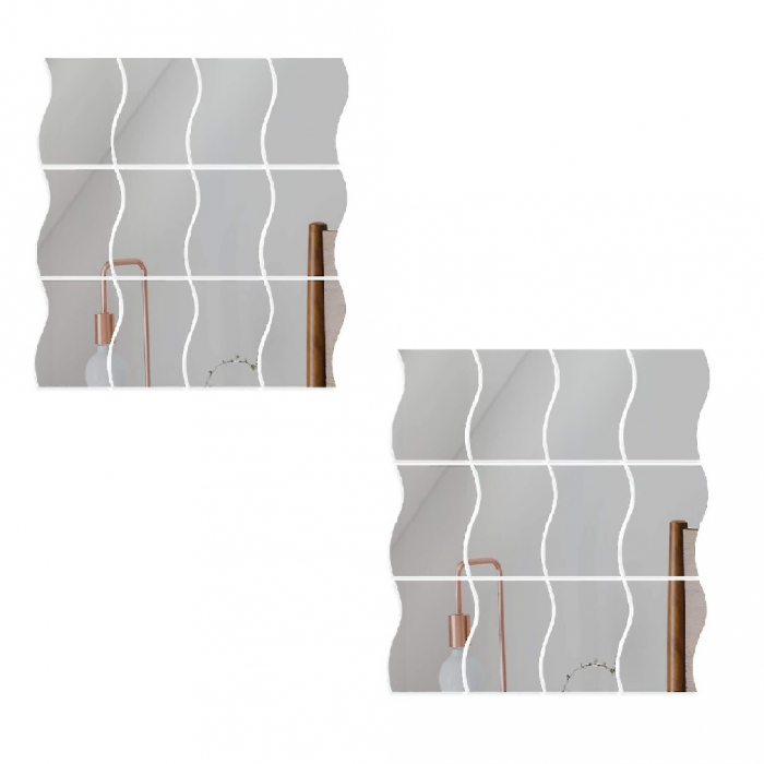 Set oglinzi acrilice valuri Luxer oglinzi decorative de perete oglinda hol oglinzi dedeman pentru camera din acril decorativa ikea decor mobexpert jysk emag dormitor living autoadezive oglinda aurie moderne rezistente auriu [3]