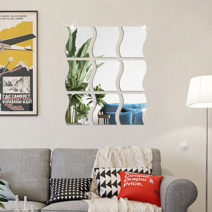 Set oglinzi acrilice valuri Luxer oglinzi decorative de perete oglinda hol oglinzi dedeman pentru camera din acril decorativa ikea decor mobexpert jysk emag dormitor living autoadezive oglinda aurie moderne rezistente auriu [1]