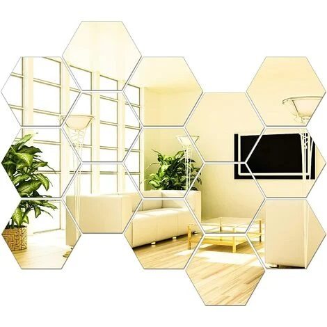 Set oglinzi acrilice Luxer, model hexagon, 18.5x16x9.3 cm, silver, oglinda acrilica perete mare decortiva dedeman dormitor rama ikea baie dedeman jysk ieftin pret emag mobexpert moderne ieftine leroy merlin autocolant hexagon luxer [9]