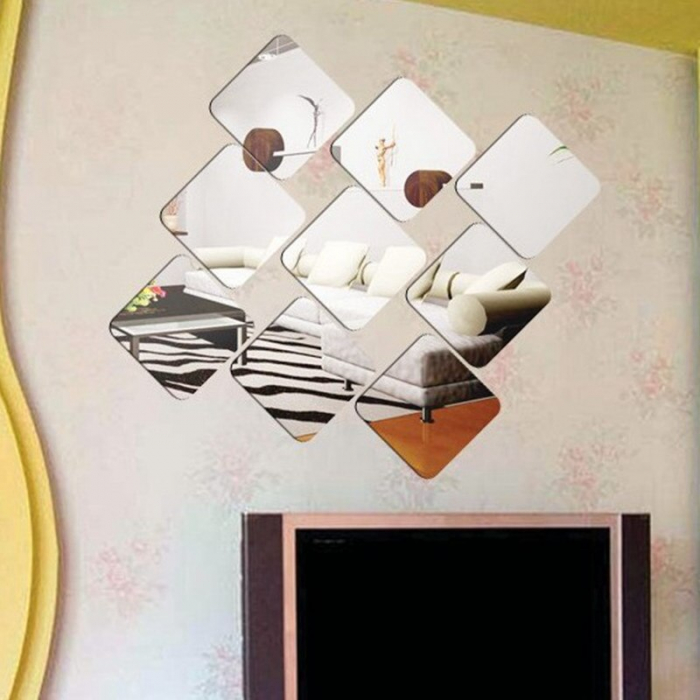 Set oglinzi acrilice patrate Luxer, 15x15 cm, silver, oglinda perete pentru hol stil dedeman ikea jysk alba moderne mari ieftine dormitor sufragerie living leroy merlin oglinda adeziva anticadere din bucati ieftine luxer [4]