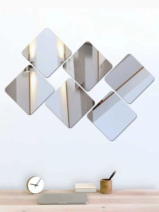Set oglinzi acrilice patrate Luxer, 15x15 cm, silver, oglinda perete pentru hol stil dedeman ikea jysk alba moderne mari ieftine dormitor sufragerie living leroy merlin oglinda adeziva anticadere din bucati ieftine luxer [6]