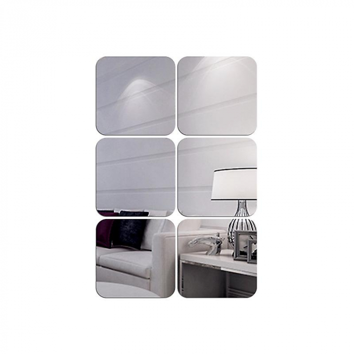Set oglinzi acrilice patrate Luxer, 15x15 cm, silver, oglinda perete pentru hol stil dedeman ikea jysk alba moderne mari ieftine dormitor sufragerie living leroy merlin oglinda adeziva anticadere din bucati ieftine luxer [1]