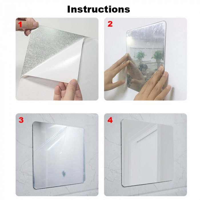Set oglinzi acrilice patrate Luxer, 15x15 cm, silver, oglinda perete pentru hol stil dedeman ikea jysk alba moderne mari ieftine dormitor sufragerie living leroy merlin oglinda adeziva anticadere din bucati ieftine luxer [7]