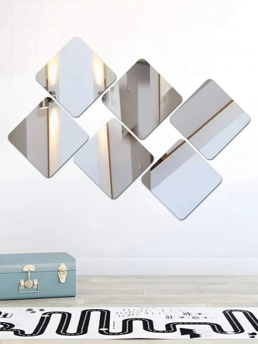 Set oglinzi acrilice patrate Luxer, 15x15 cm, silver, oglinda perete pentru hol stil dedeman ikea jysk alba moderne mari ieftine dormitor sufragerie living leroy merlin oglinda adeziva anticadere din bucati ieftine luxer [7]