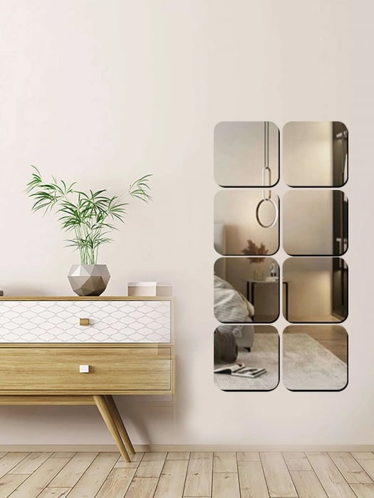 Set oglinzi acrilice patrate Luxer, 15x15 cm, silver, oglinda perete pentru hol stil dedeman ikea jysk alba moderne mari ieftine dormitor sufragerie living leroy merlin oglinda adeziva anticadere din bucati ieftine luxer [8]