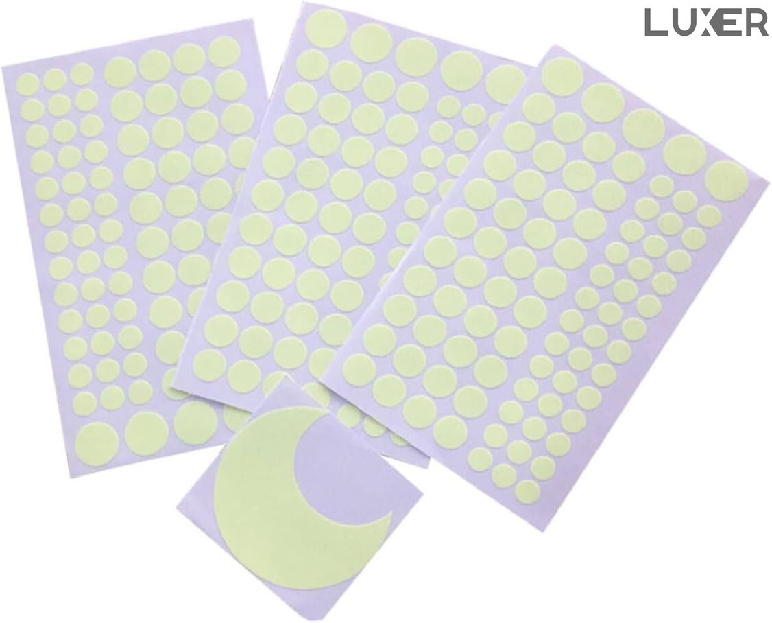 Set Stickere Autoadezive Copii Fosforescente pentru Perete/Mobila/Tavan, Model: Spatiul Astronomic, 210 Buline 4 Dimensiuni si Luna, Luxer, Stickere Decorative Autocoalante Buline si Luna Fosforescente, pentru Tavan/Peretele Camerei Copilului, Spatiu Interstelar, Stele Fosforescente [6]