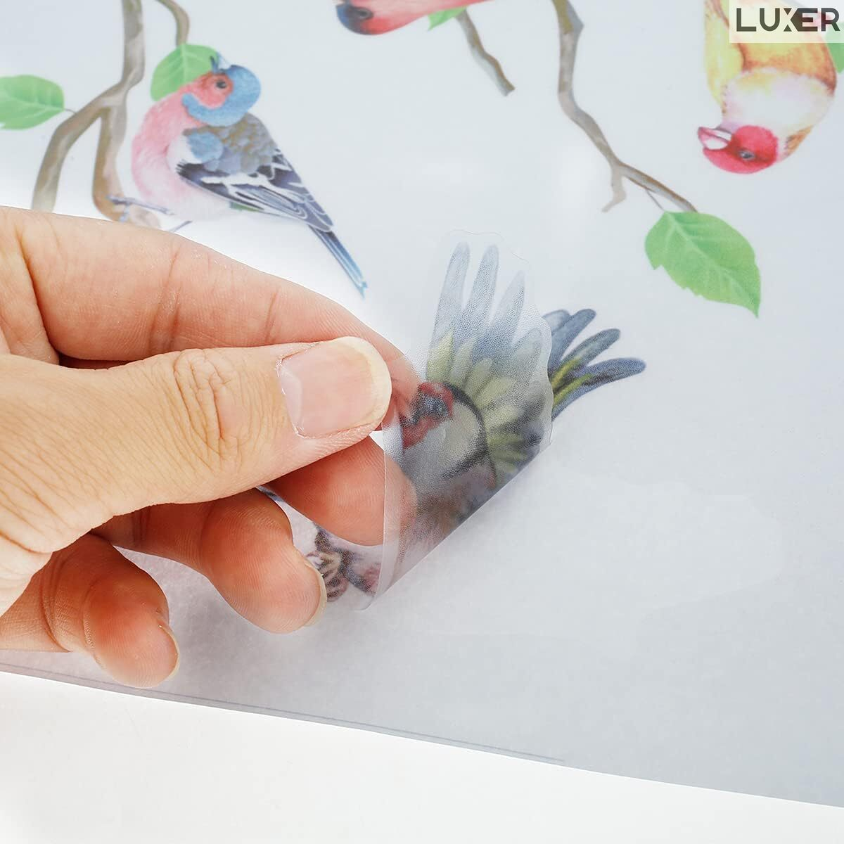 Sticker Autoadeziv Decorativ cu Model Floral: Branches with Small Birds, Multisuprafete, Dimensiuni: 140 x 50 cm, Luxer,  Stickere Decorative pentru Perete Autocolant cu model Floral "Ramuri de Copac si Pasari mici" pentru Domitor/Bucatarie/Living/Hol cu Flori si Natura Vie si Animale Verde si Galben Luxer [7]