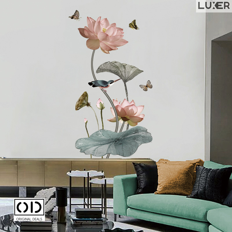 Sticker Autoadeziv Decorativ cu Model Floral: Lily Flower / Floarea de Liliac, Multisuprafete, Dimensiuni: 120 x 65 cm, Luxer,Stickere Perete Autocolante Pentru Orice Suprafata cu Flori emag jumbo leroy pepco hornbach jysk luxer [4]