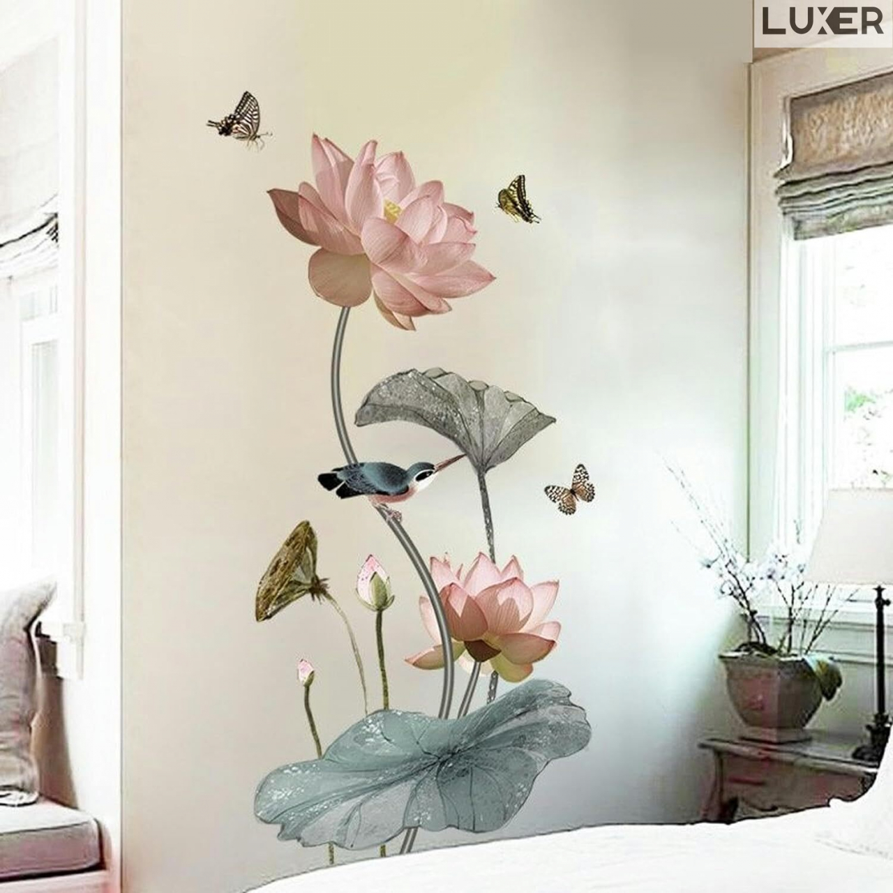 Sticker Autoadeziv Decorativ cu Model Floral: Lily Flower / Floarea de Liliac, Multisuprafete, Dimensiuni: 120 x 65 cm, Luxer,Stickere Perete Autocolante Pentru Orice Suprafata cu Flori emag jumbo leroy pepco hornbach jysk luxer [1]