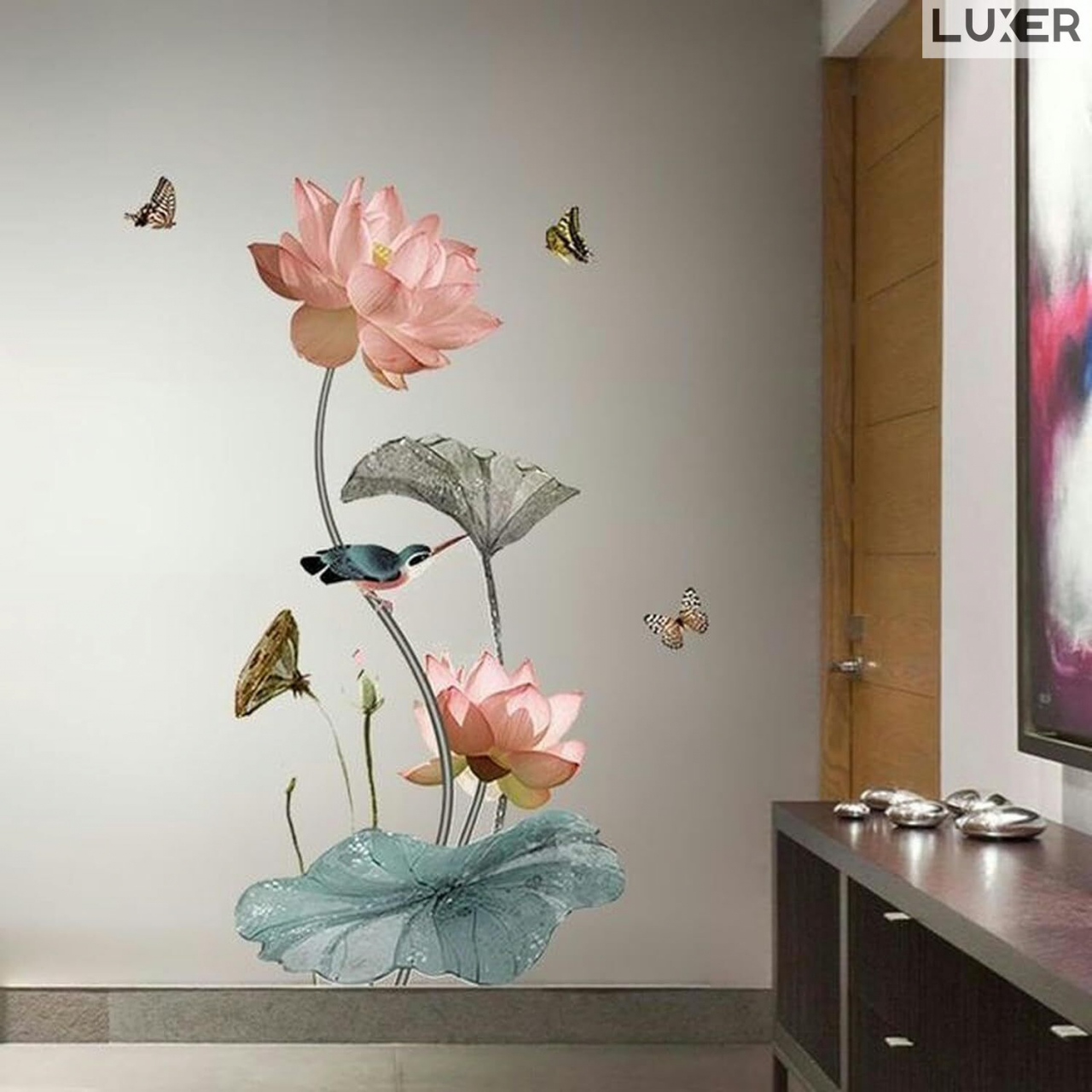 Sticker Autoadeziv Decorativ cu Model Floral: Lily Flower / Floarea de Liliac, Multisuprafete, Dimensiuni: 120 x 65 cm, Luxer,Stickere Perete Autocolante Pentru Orice Suprafata cu Flori emag jumbo leroy pepco hornbach jysk luxer [7]