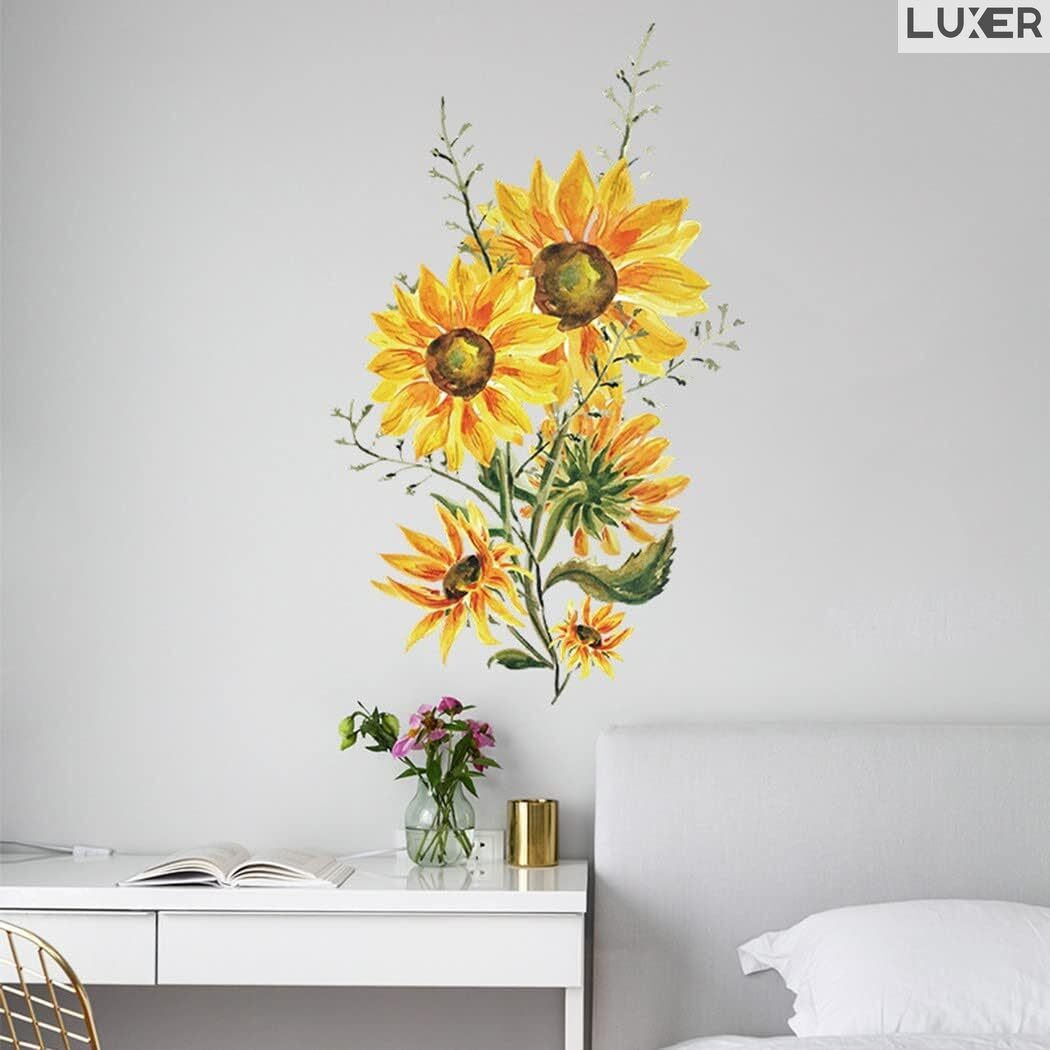 Sticker Autoadeziv Decorativ cu Model Floral: Sunflower, Multisuprafete, Floarea Soarelui Pictata, Dimensiuni: 60x37 cm, Emag, Jysk, Dedeman, Leroy, Luxer [3]