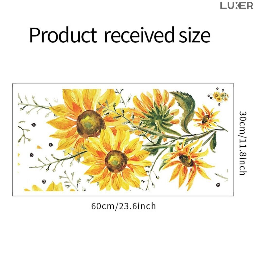 Sticker Autoadeziv Decorativ cu Model Floral: Sunflower, Multisuprafete, Floarea Soarelui Pictata, Dimensiuni: 60x37 cm, Emag, Jysk, Dedeman, Leroy, Luxer [7]