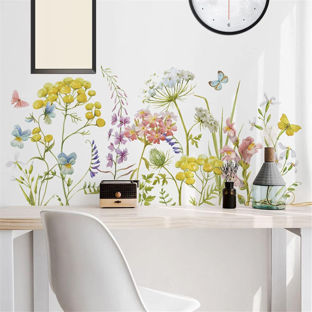Sticker Autoadeziv Decorativ cu Model Floral: Wildflower, Multisuprafete, Dimensiuni: 60 x 30 cm, Luxer, Stickere Decorative pentru Perete Autocolant cu model Floral pentru Domitor/Bucatarie/Living/Hol cu Flori si Natura Vie Verde si Galben Luxer [5]